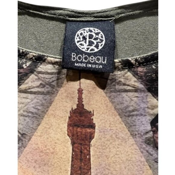 Bobeau Paris Eiffel Tower print blouse size L - Picture 2 of 2